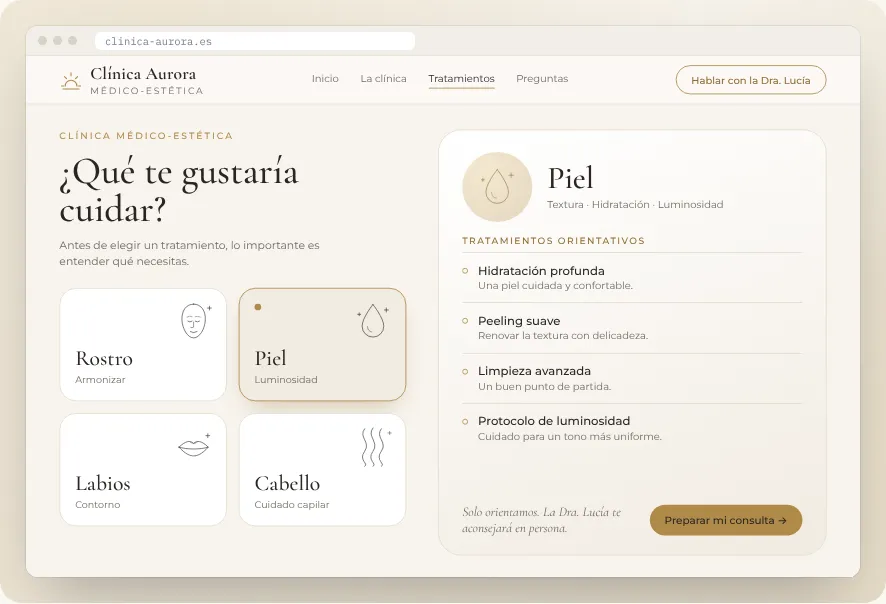 Mockup de Clínicas, vista de ordenador