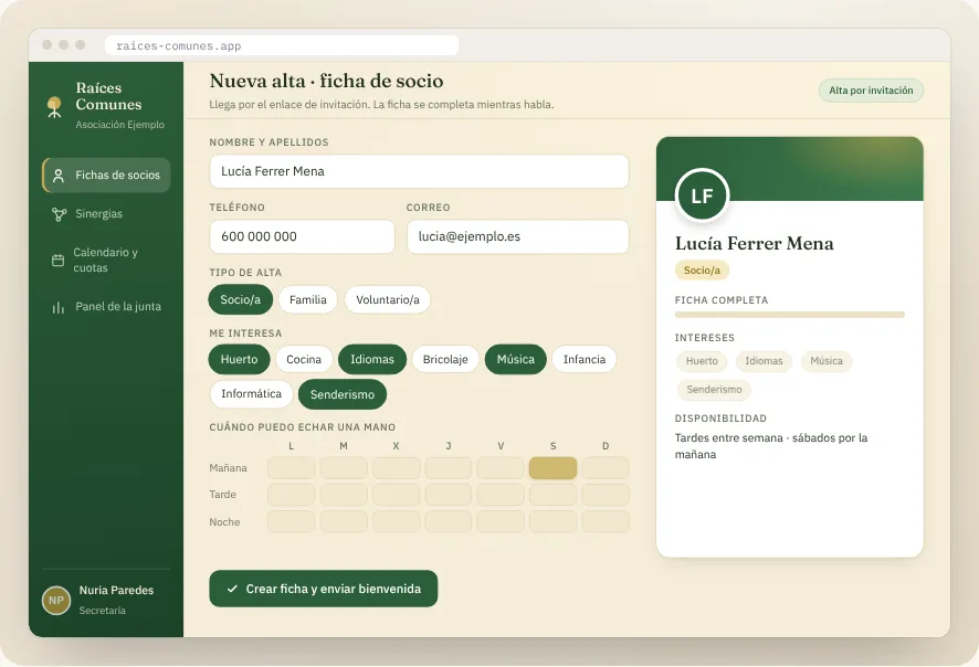 Mockup de Clubes y asociaciones, vista de ordenador