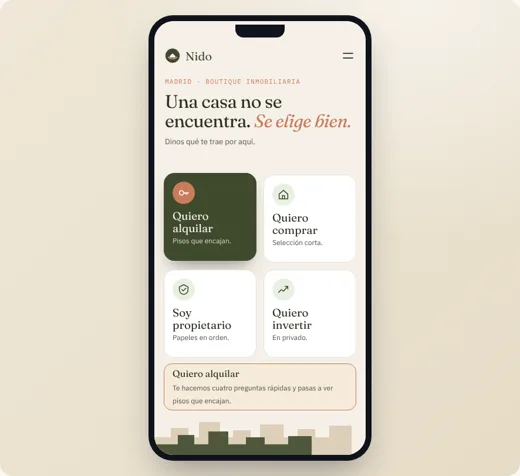 Mockup de Inmobiliario, vista de móvil
